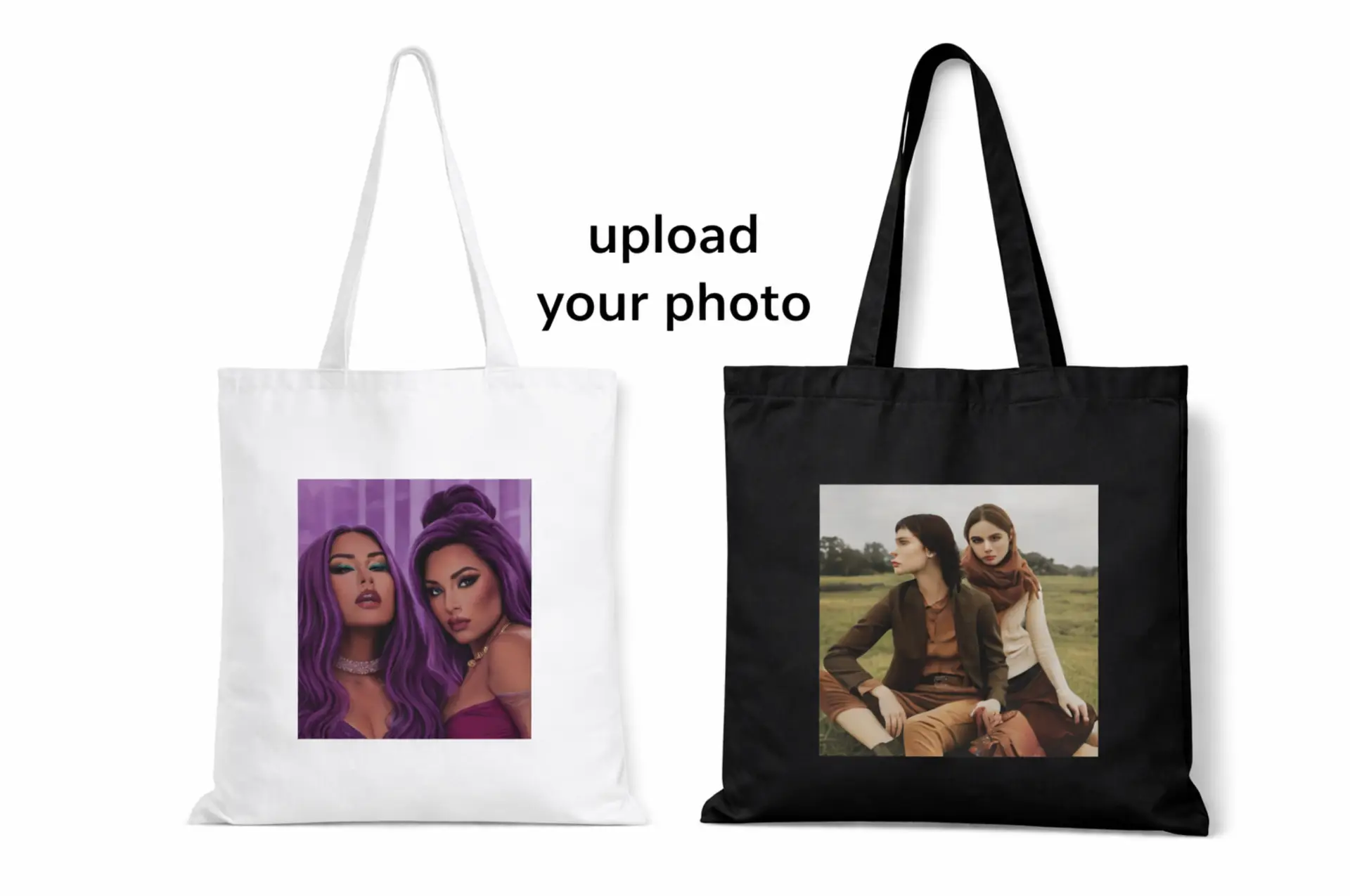 Custom photo tote bag with personalised image print on durable eco-friendly canvas, ideal for gifts or everyday carry