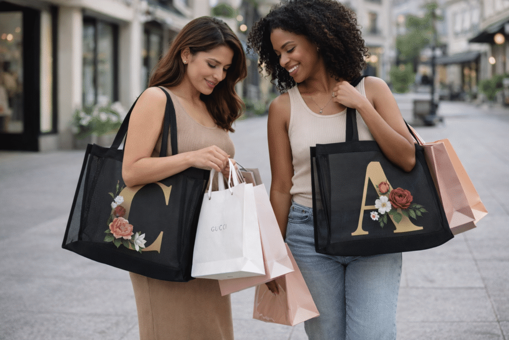 Customizable mesh tote bag